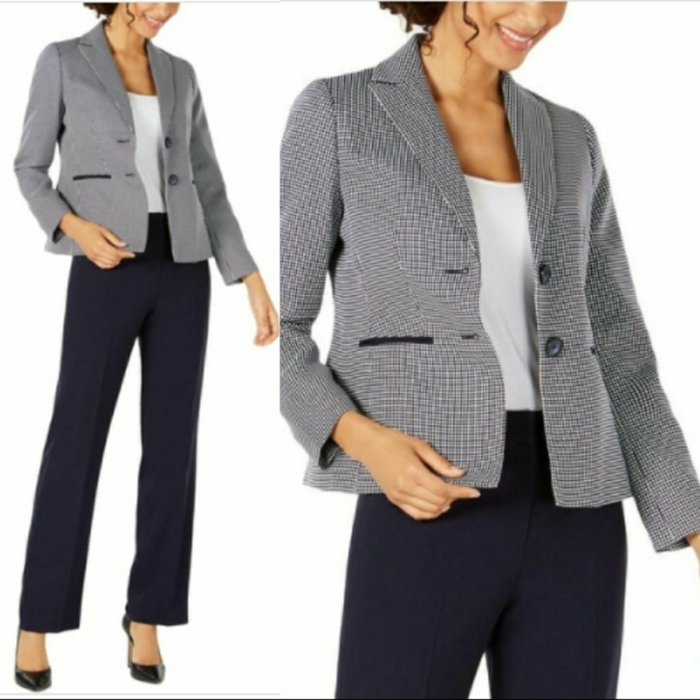 Le Suit 2pc Herringbone Pattern Pant Suit
